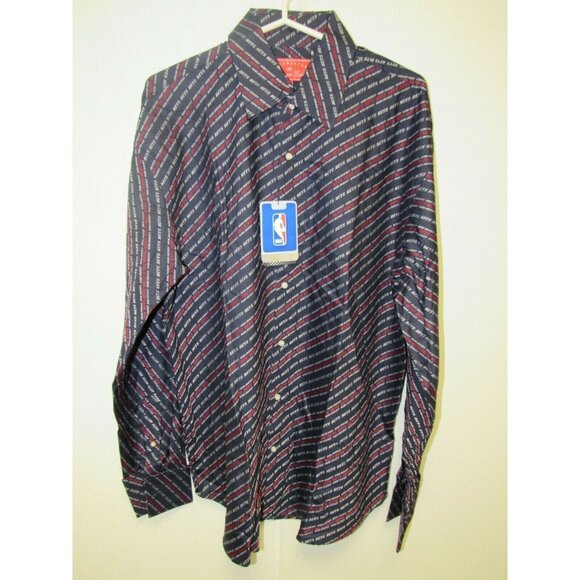 NBA New Jersey Nets Blue Button Up Dress Shirt Size 2XL by Headmaster Designer - Picture 1 of 7